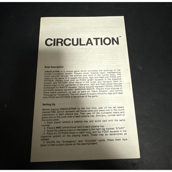Circulation An Incredible Journey Board Game Educational STEM Human Body 1986 - Picture 5 of 11
